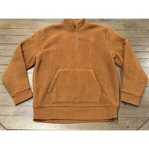 Madewell Brown Rust Sherpa Half Zip Pullover Sweater Sweatshirt - Men’s Size S